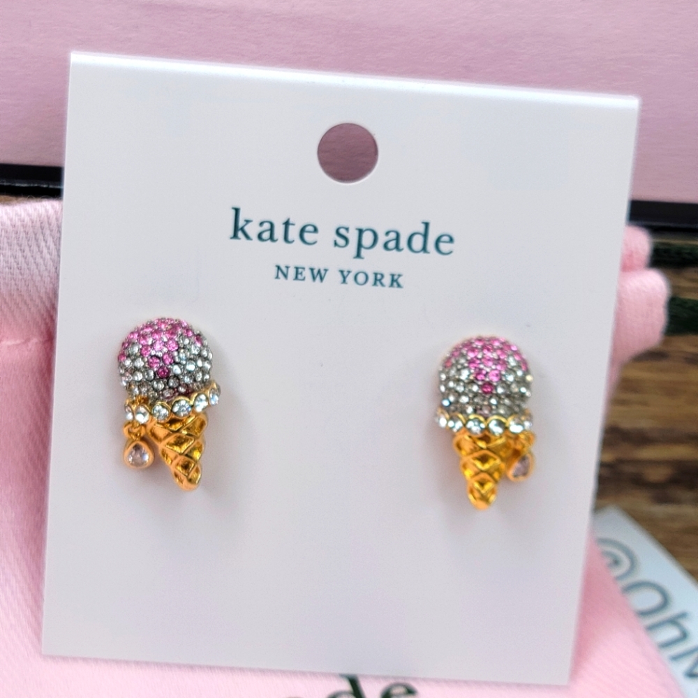 Kate Spade Bing Ice Cream Sundae Studs Earrings with dust bag -New